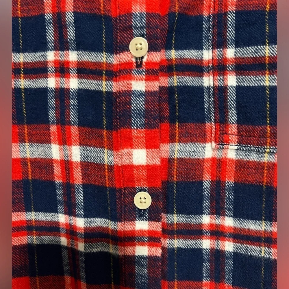 J. Crew Garçon Red Plaid Flannel Button Down Top Size 6 Preppy Holiday Cabin